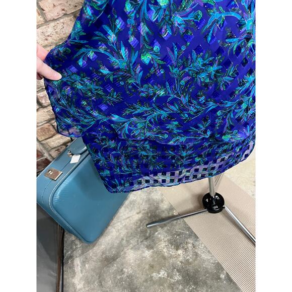 illusion dress tank tiered flutter front jacket purple blue green - Picture 7 of 16